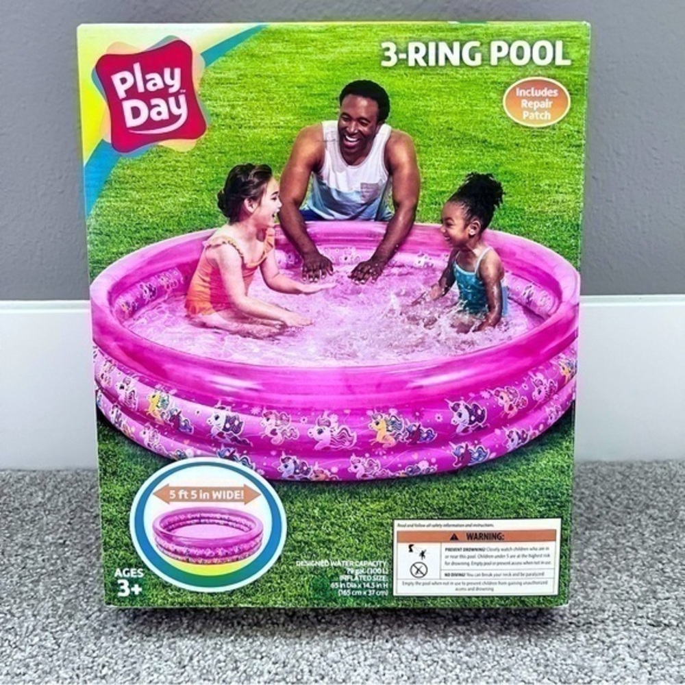New! Play Day Inflatable three ring pool